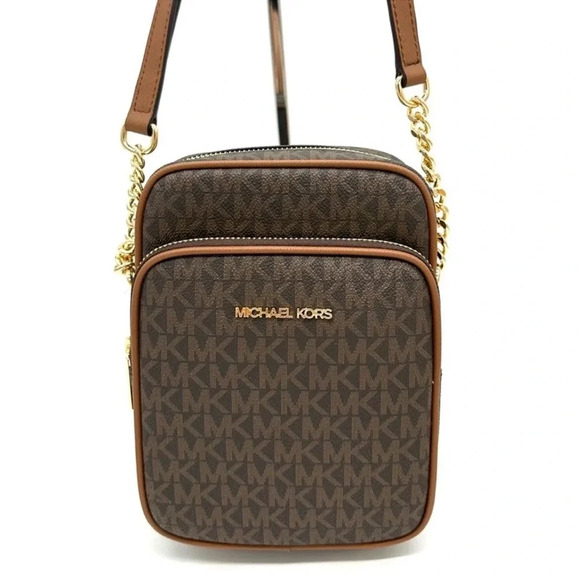 Michael Kors Handbags - Michael Kors Medium NS Chain Xbody Bag Brown/Gold